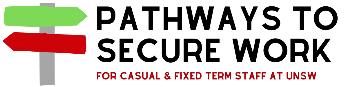 UTS NTEU members holding banners during their strike