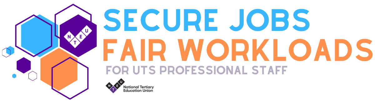 UTS NTEU members holding banners during their strike