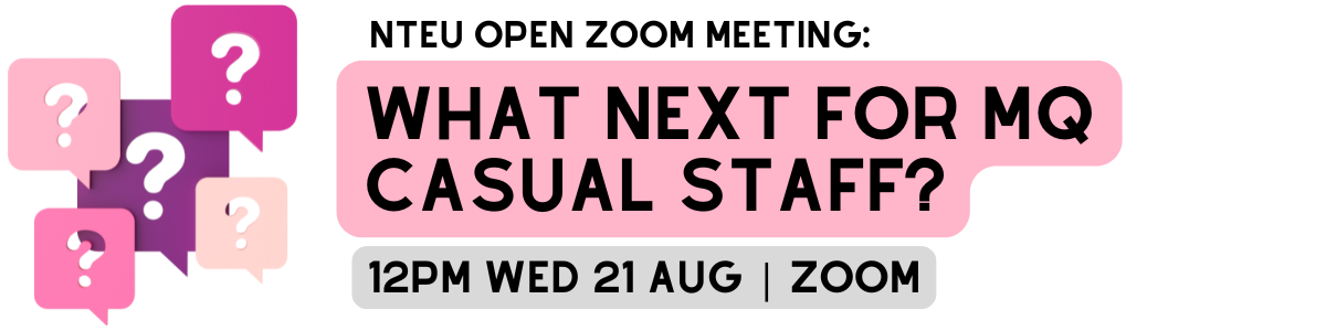 UTS NTEU members holding banners during their strike