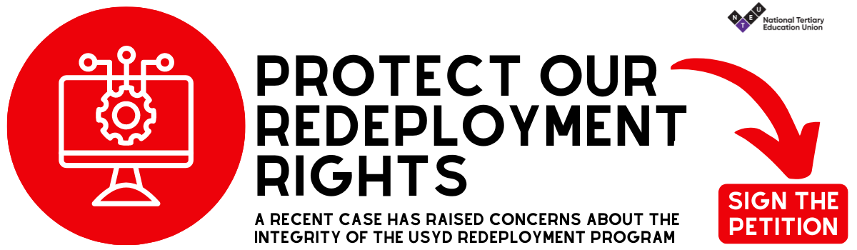 UTS NTEU members holding banners during their strike