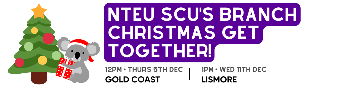 UTS NTEU members holding banners during their strike