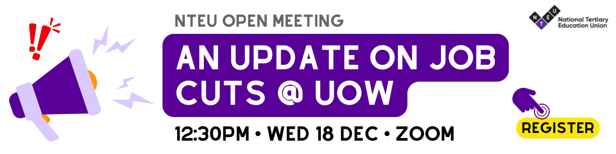 UTS NTEU members holding banners during their strike