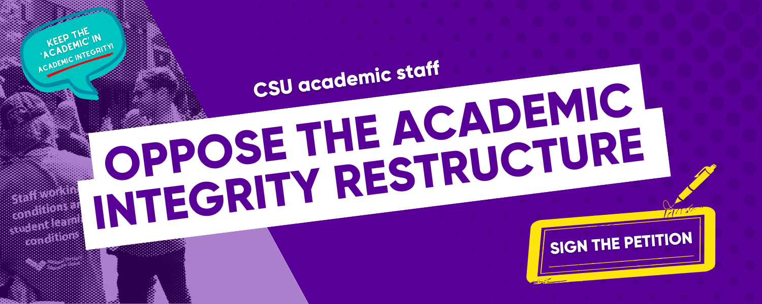 UTS NTEU members holding banners during their strike