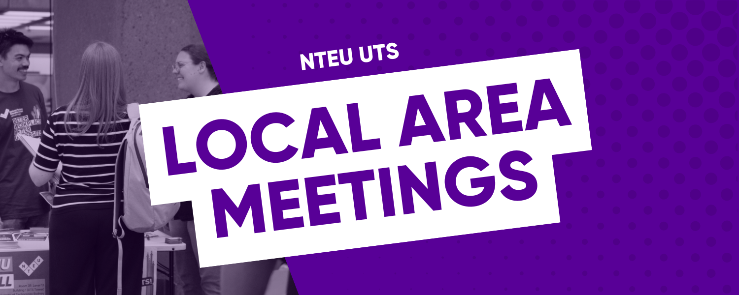 UTS NTEU members holding banners during their strike